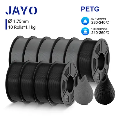 JAYO 10KG 3D Drucker Filament PETG 5 schwarz 5grau 1,1KG/SET 1,75mm mit Spule