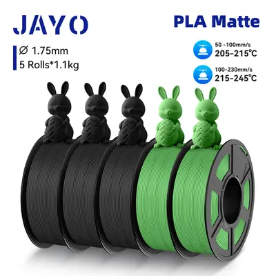 JAYO 5x1,1KG 3D Drucker Filament PLA matt 1,75mm mit Spule mattierte Textur