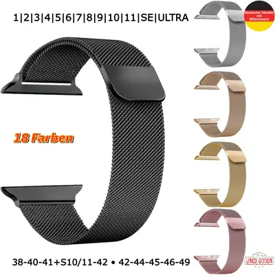 Magnet Armband Milanaise für Apple Watch 1-7 8 9 10 11 SE ULTRA Edelstahl Uhr