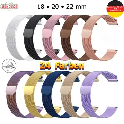 24 Milanaise-Armbänder in verschiedenen Farben, Größen 18, 20 und 22 mm