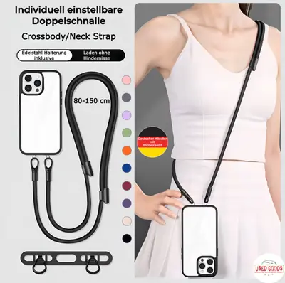Handykette Kordel mit Doppel Halterung Clips Universal Band Crossbody Lanyard