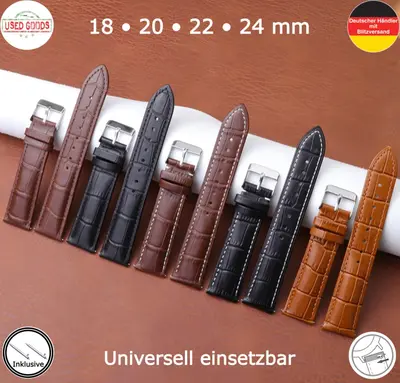 Uhrenarmband Leder Armband mit Krokoprägung 18 20 22 24 mm Universell einsetzbar
