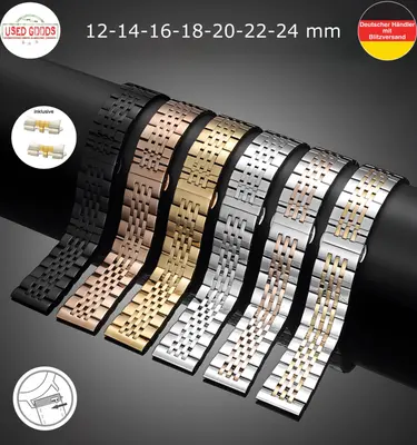 Uhrenarmband Glieder Armband 12 14 16 18 20 22 24 mm Edelstahl Metall Universell