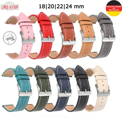 Uhrenarmband Echtleder Universell 18 20 22 24 mm Armband Ersatzband Ziernaht Uhr