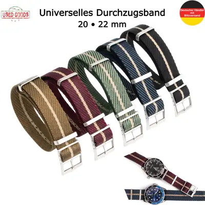 Uhrenarmband Premium Elastisch Nato Nylon Text Durchzugsband Wasserfest 20 22 mm