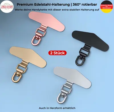 Handykette Universalpads 2 Stück für Smartphone Halterung Edelstahl Lenyard Herz