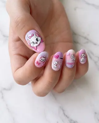 Disney 3D Marie Figur Thema Nail Art Sticker