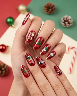 Disney Weihnachten 3D Wasserrutsche Nail Art Sticker