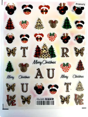 5er SetD Weihnachten Mickey Motto Nagel Aufkleber Figur Motto Nail Art Sticker