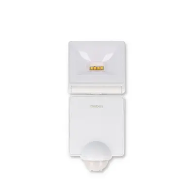 Theben LUXA 102-140 LED-Strahler von vorn, weiß mit goldenem Bewegungsmelder-Sensor oben
