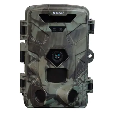 Denver WCT-8016 Wildkamera Vorderseite im Tarnmuster mit Objektiv und Sensoren
