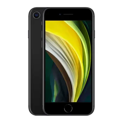 iPhone SE 2020 in Schwarz, Vorderseite mit Display und Kamera, Seitenansicht
