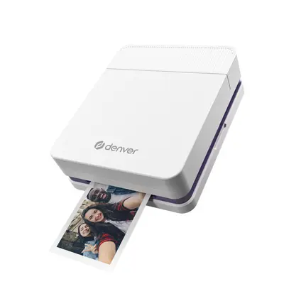 Denver MCP-6010 Drucker von vorn, gerade druckt ein Foto aus der Öffnung
