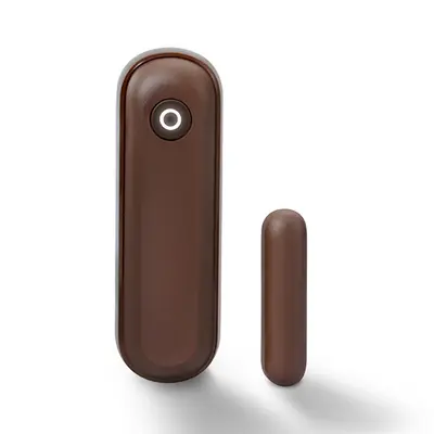 LUPUS Fenster-/Türkontakt V2 von vorne, braun, mit Sensor oben und separate Magneteinheit