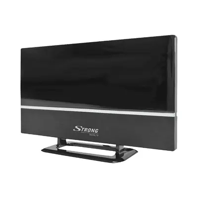 Strong DVB-T/T2 Innenantenne SRT ANT 30 von vorn, schwarzes Kunststoffgehäuse mit horizontalem Silberstreifen