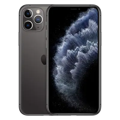 iPhone 11 Pro in Space Gray von vorn und hinten, Triple-Kamera und Display sichtbar
