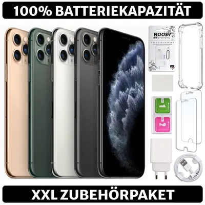 iPhone 11 Pro in vier Farben, Zubehörpaket mit Hüllen, Ladegerät und Kabel