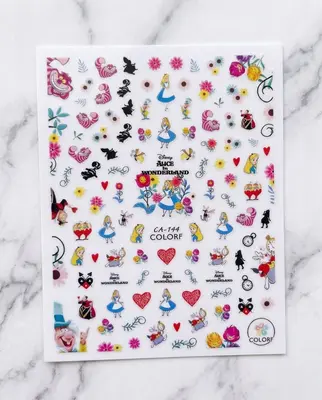 Set 3D Nagelsticker Figur Disney Alice im Wunderland Thema Nail Art