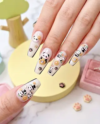 5D Nail Art Sticker, Panda Bär Nagelsticker, süße Cartoon Nagelaufkleber