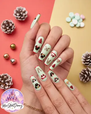 3D Mickey Figur Thema Weihnachten Nail Art Sticker