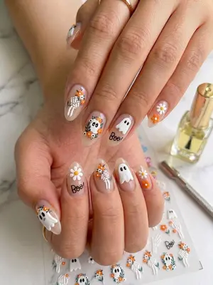 5D Halloween Nagelsticker, geprägter Nagelaufkleber - Geist - Nail Art Sticker