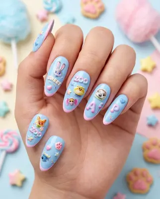 Set 5D Nagel Aufkleber Figur Zootopia Thema Nail Art Sticker