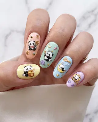 5D Nail Art Sticker, Panda Figur Nagelsticker, süße Cartoon Nagel Aufkleber
