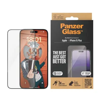 PanzerGlass Displayschutz iPhone 15 Plus Ultra-Wide Fit mit Einbaurahmen