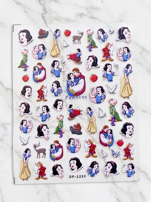 Set 5D Nagel Aufkleber Figur Schneewittchen Thema Nail Art Sticker
