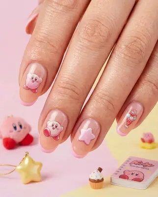 Set 5D Nagel Aufkleber Figur Kirby Thema Nail Art Sticker