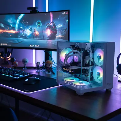 GAMING PC TRIORAMA 12 Kerner RTX 3050 32GB RAM 500GB SSD W11 Wasserkühlung Weiß