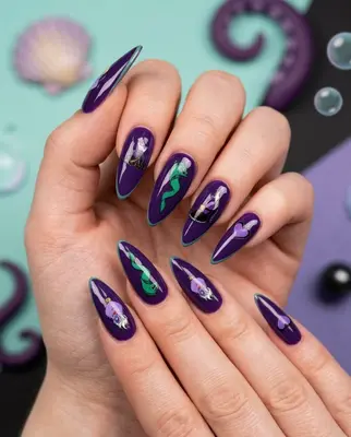 Disney Halloween Wasserrutsche Schurken Ursula Thema Nail Art