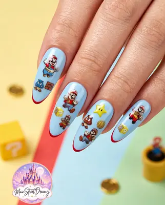Set 3D Super Mario Bros Motto Nagelsticker