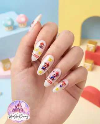 5er Set Super Mario Bros Motto Nagelsticker