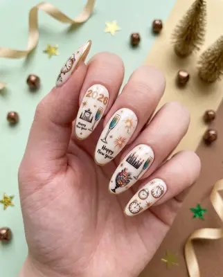 3D Neujahr Nagelsticker - Nail Art Aufkleber