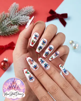 Disney Stitch Weihnachten Wasserrutsche Thema Nagelsticker - Nailart