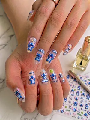 Set 3D Nagel Aufkleber Disney Stitch Thema Nail Art Sticker