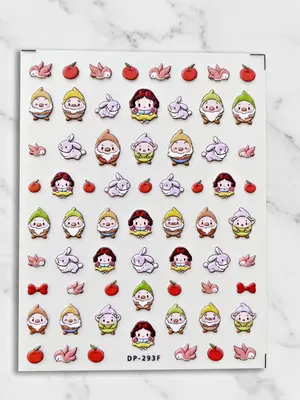 Set 5D Nagel Aufkleber Figur Schneewittchen Thema Nail Art Sticker