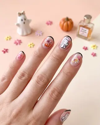5D Halloween Nagelsticker, geprägter Nagelaufkleber - Geist