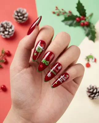 3D Grinch Thema Weihnachten Nail Art Sticker