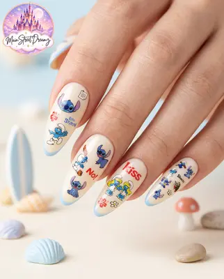 Set 3D Nagel Aufkleber Disney Stitch Thema Nail Art Sticker