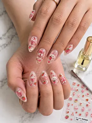 5D Nagelsticker - Erdbeere Snacks Nail Art Aufkleber