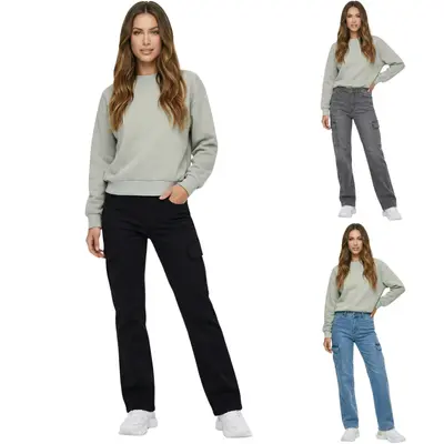Tazzio Cargo Jeans Damen Regular Fit High Waist Jeanshose Stretch Denim Hose