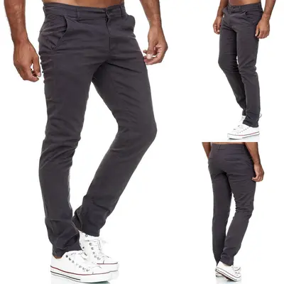 TAZZIO Chino Hose Slim Fit Herren Stoffhose Chinohose Stretch Designer Anthrazit