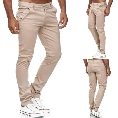 TAZZIO Chino Hose Slim Fit Herren Stoffhose Chinohose Stretch Designer Beige