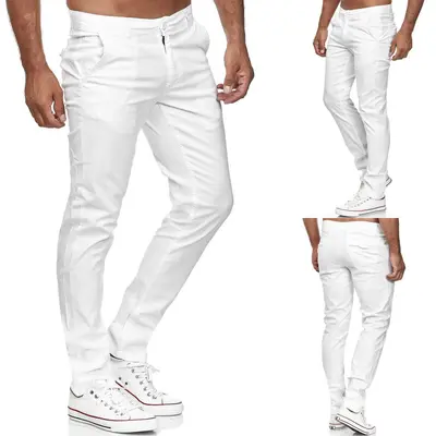 TAZZIO Chino Hose Slim Fit Herren Stoffhose Chinohose Stretch Designer Weiß