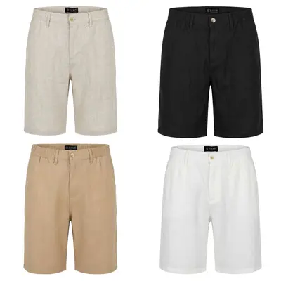 Tazzio Leinen Shorts Regular Fit Herren kurze Stoff Hose Sweatshorts