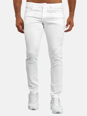 TAZZIO Jeans Slim Fit Herren Chino Jeanshose Stretch Designer Hose Denim Weiß