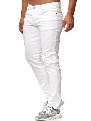 TAZZIO Jeans Slim Fit Herren Jeanshose Stretch Designer Hose Denim Weiß