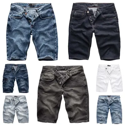 Tazzio Herren Jeans Shorts Jeanshorts Stretch Designer Denim Sweat Cargo Hose